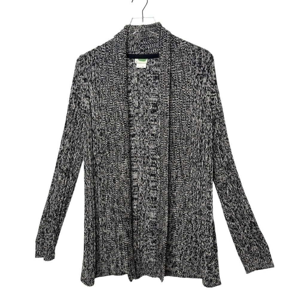 Anthropologie Black Marled Womens Open Chunky Shawl Cardigan Sweater Sz S